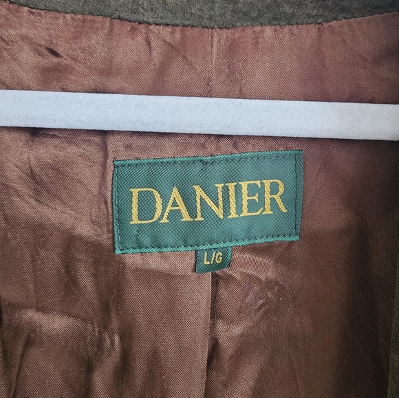 Vintage Suede Olive Green Danier Leather Coat - Picture 4 of 8